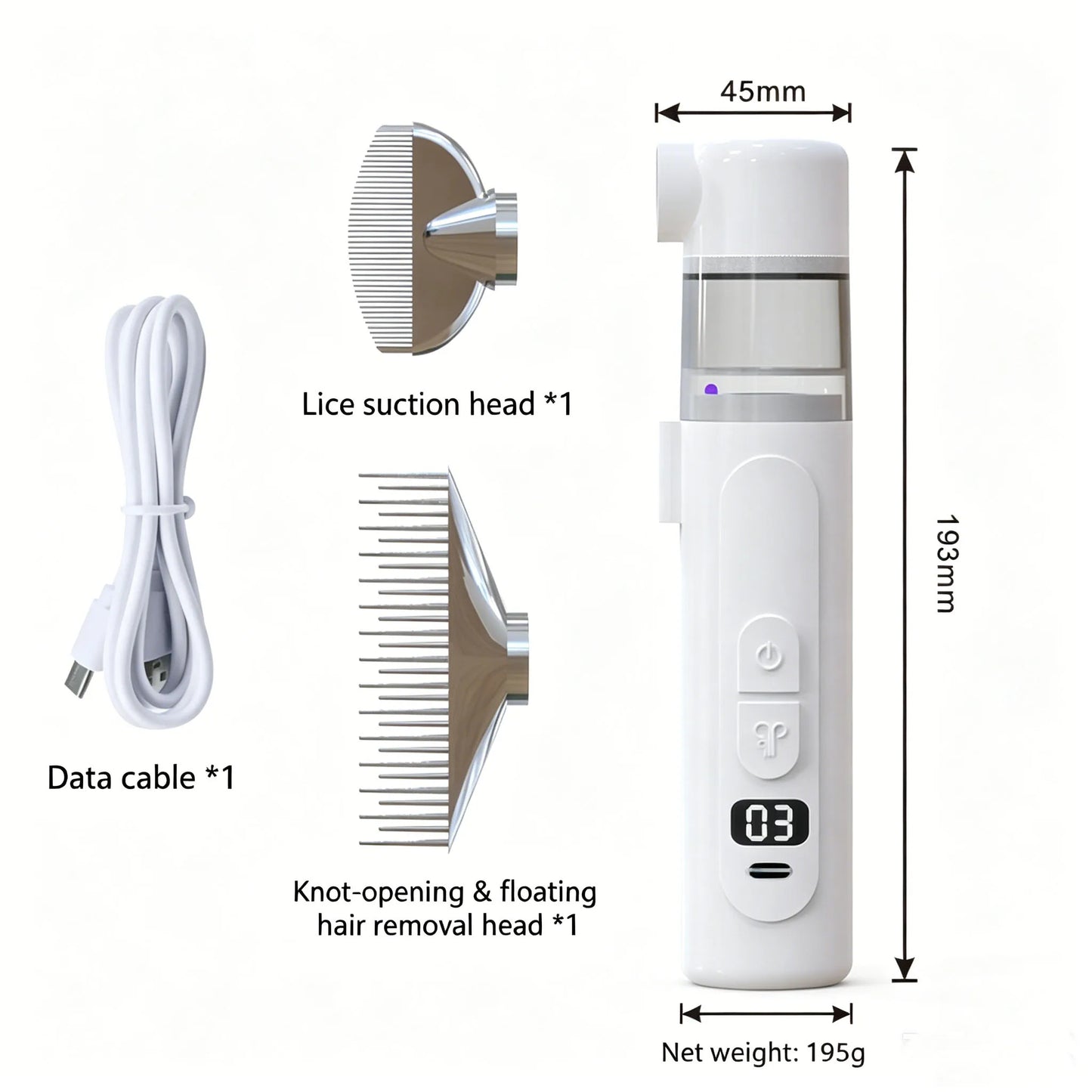 2-in-1 Electric Flea & Lice Vacuum Comb