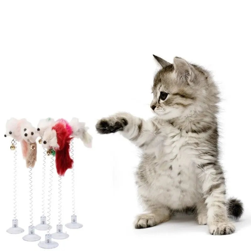 Interactive Feather Mouse Cat Teaser Wand