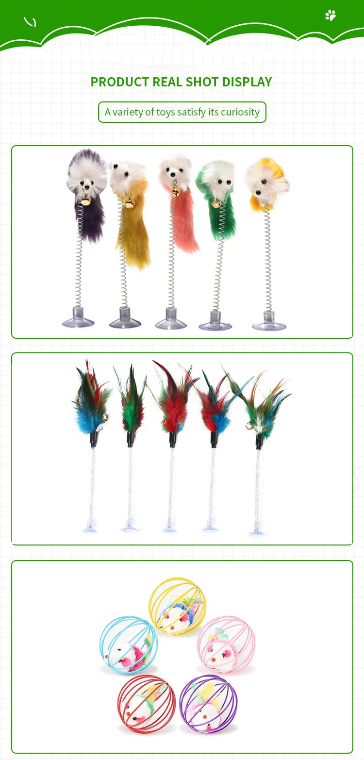 Interactive Feather Mouse Cat Teaser Wand