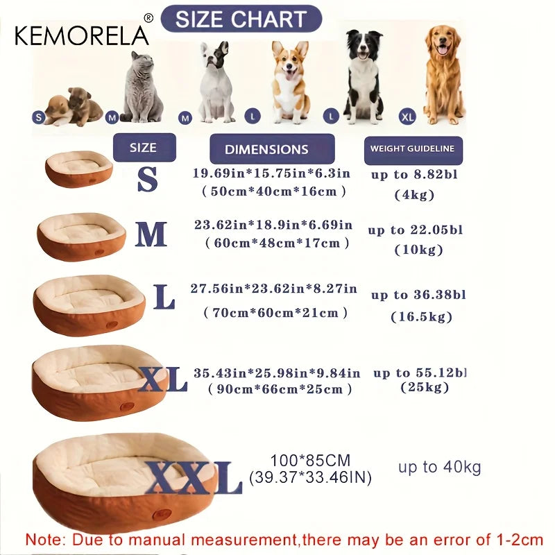 Cozy Plush Oval Pet Bed for Dogs & Cats