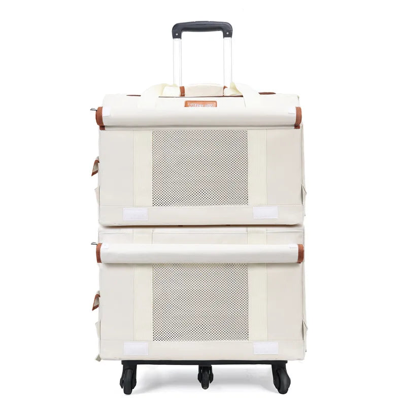 Double Compartment Rolling Pet Carrier