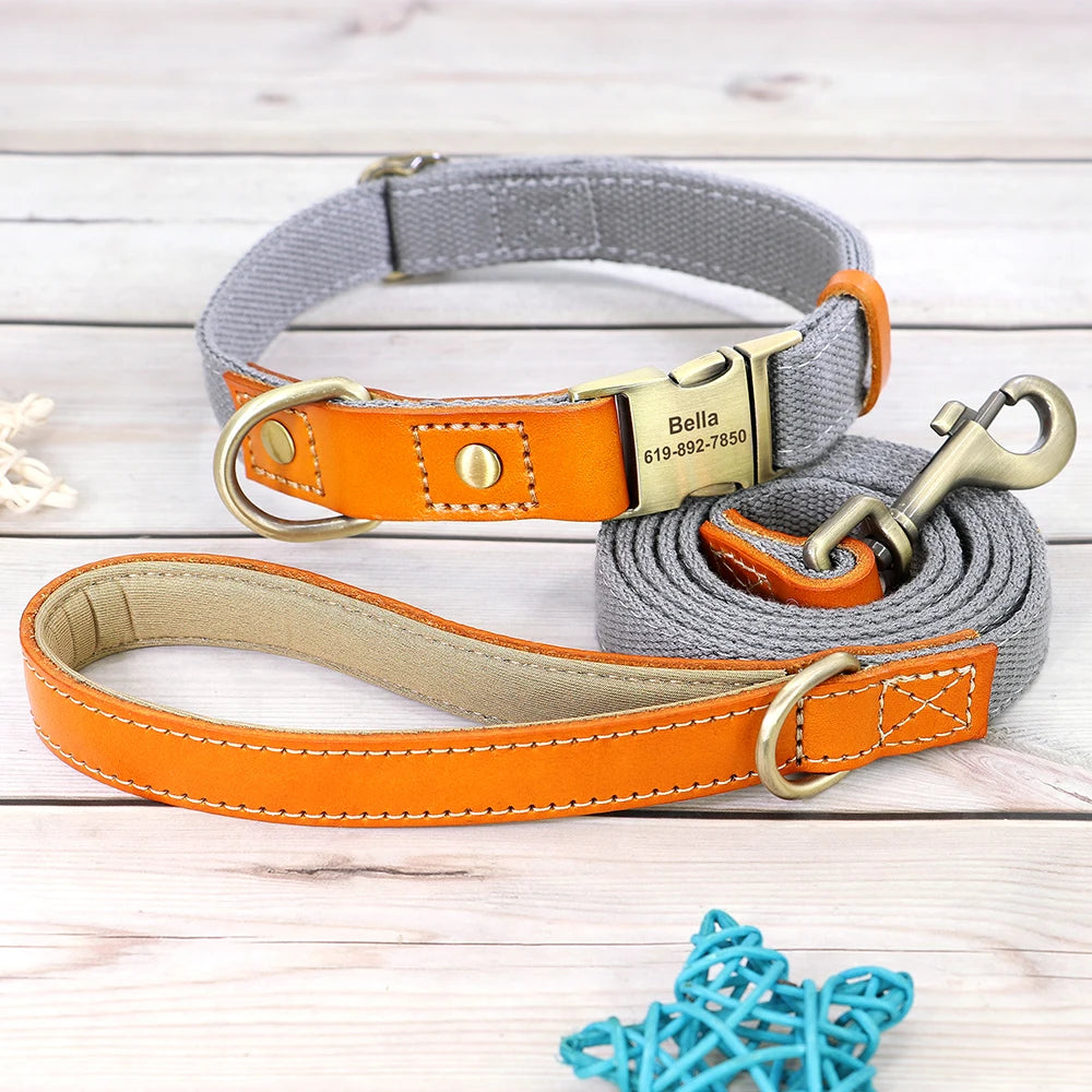Personalized Nylon Dog Collar & Leash Set