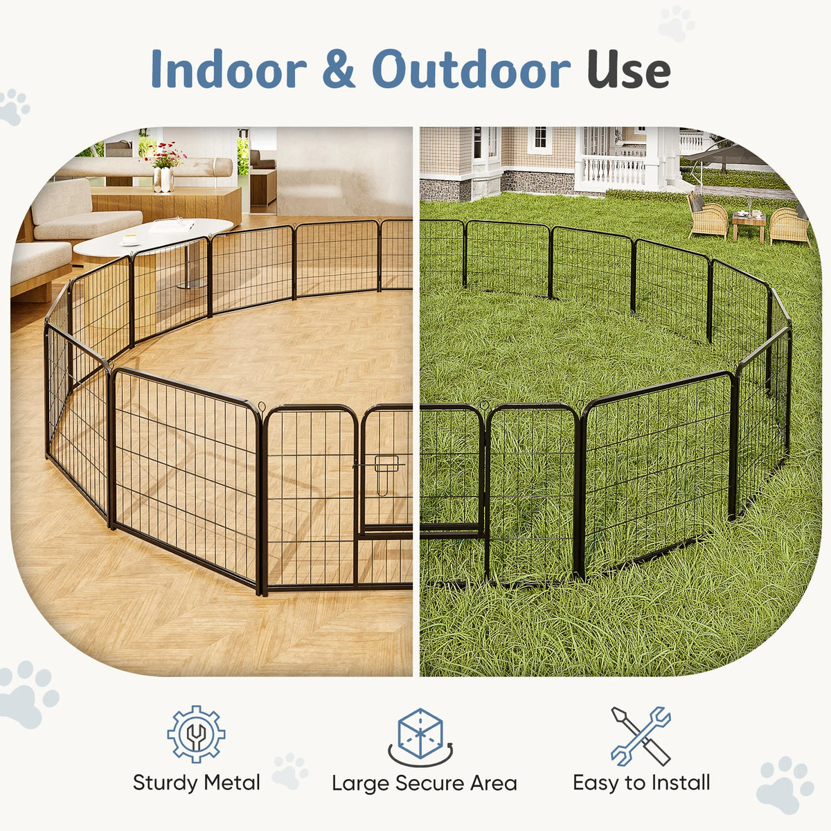 16-Panel Foldable Pet Playpen