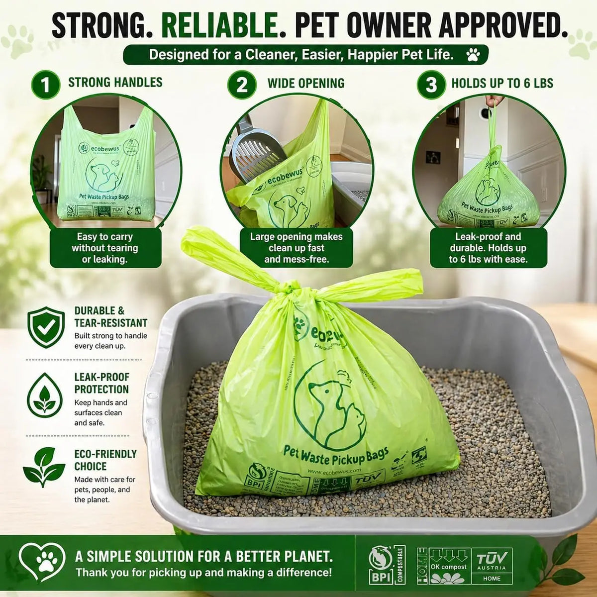 XL Compostable Dog Poop Bags (120 Count)