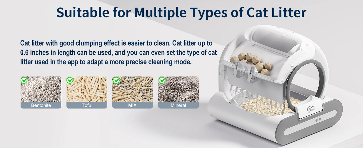 65L Self-Cleaning Cat Litter Box with App Control