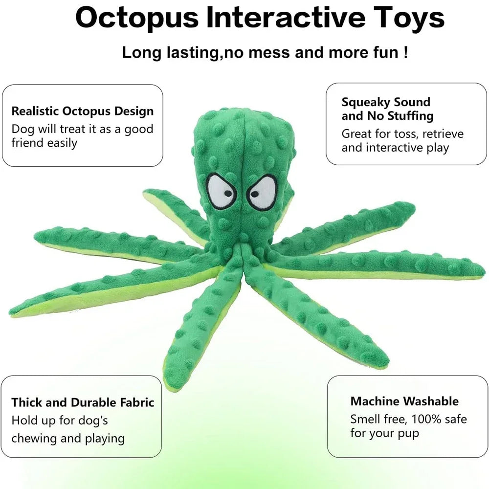 Stuffing-Free Squeaky Octopus Dog Toy