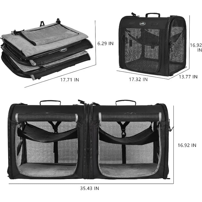 2-in-1 Foldable Double Pet Carrier