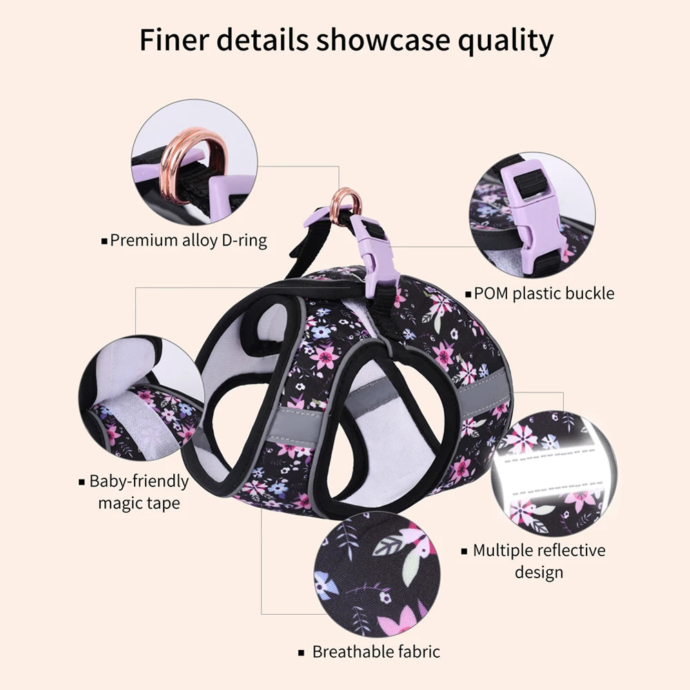 Soft Adjustable Dog Harness & Leash Set