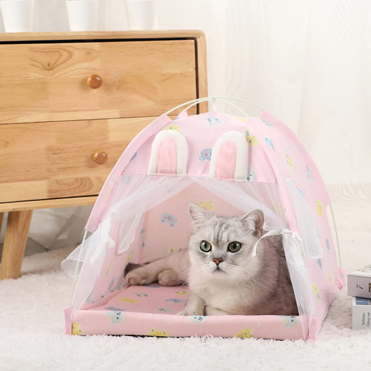 Warm Plush Pet Tent Bed with Cushion