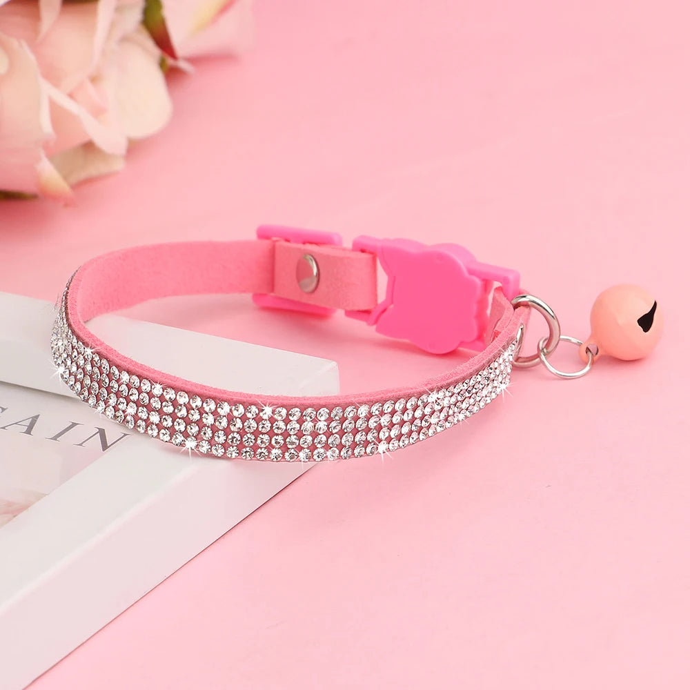 Soft Suede Cat Collar with Bell & Safety Buckle