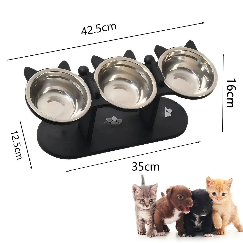 Elevated Stainless Steel Pet Bowl with Wooden stand