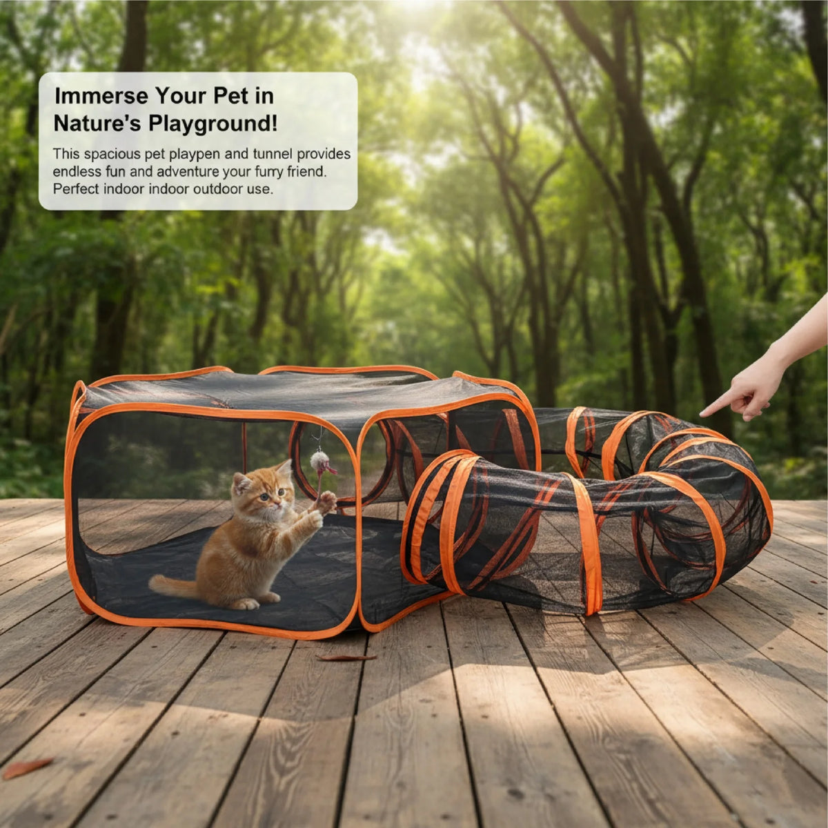 Foldable Pet Play Tent with Tunnel