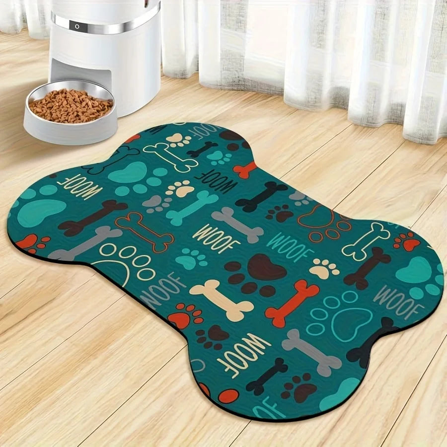Bone-Shaped Waterproof Pet Feeding Mat