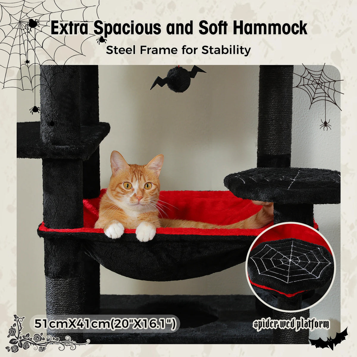 Large Cat Tree Tower with Hammock & Condos
