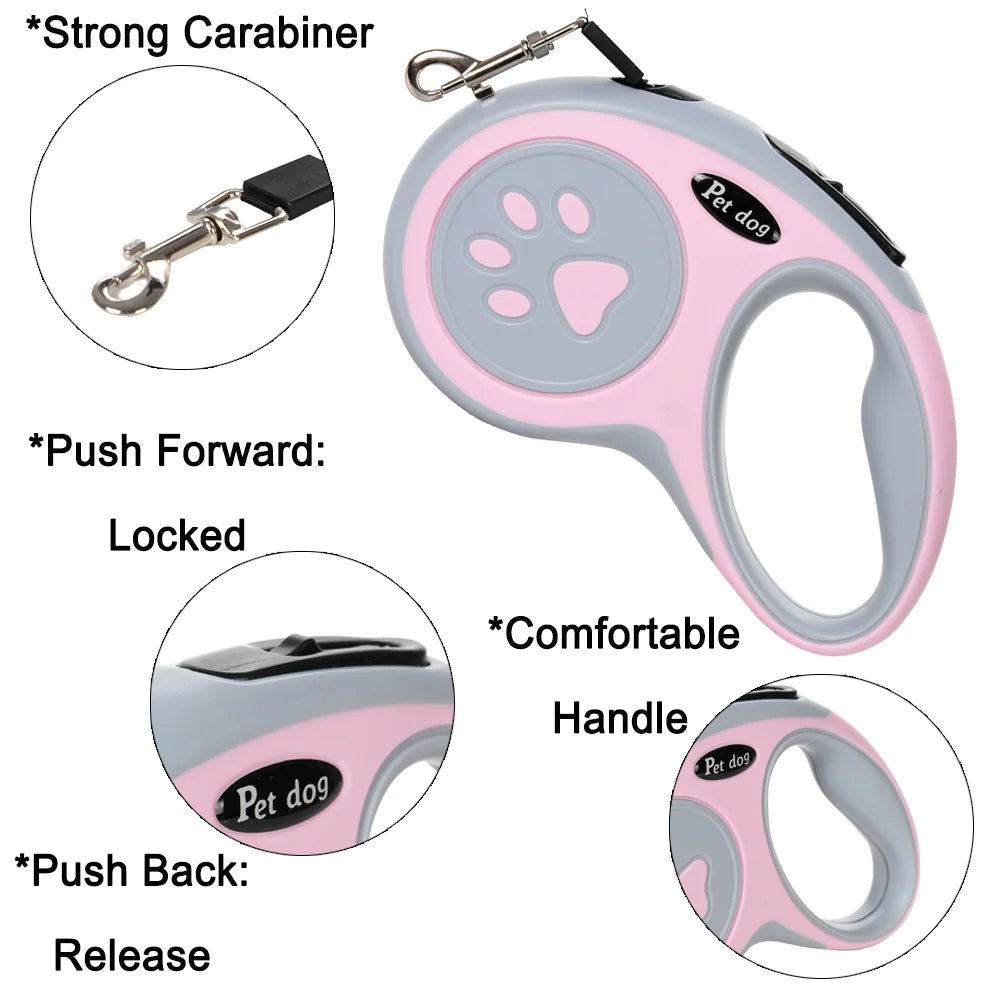 Retractable Nylon Dog Leash for Small & Medium Pets