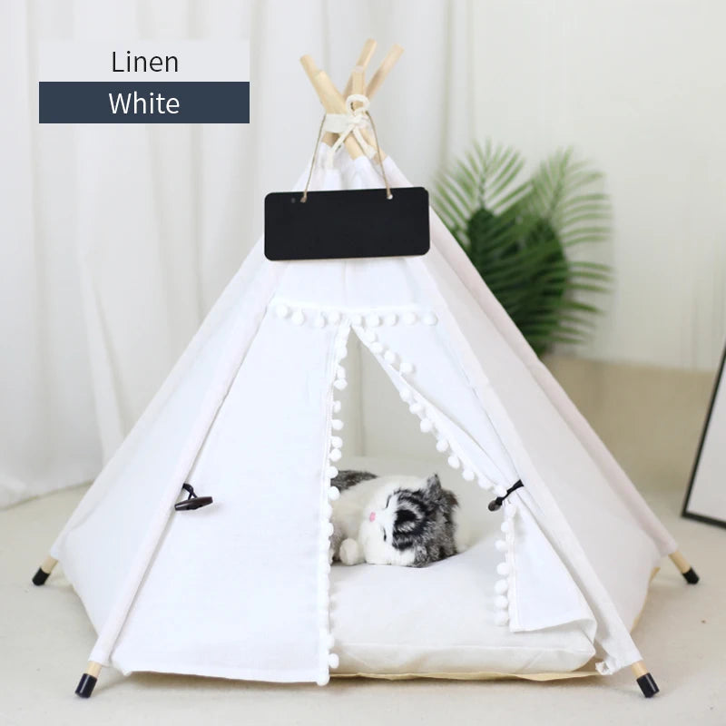 Portable Pet Teepee Bed with Cushion