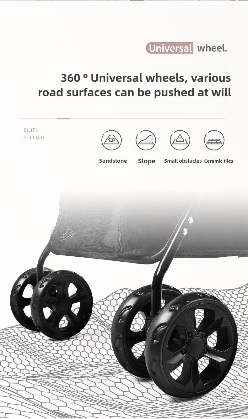 Double-Layer Foldable Pet Stroller