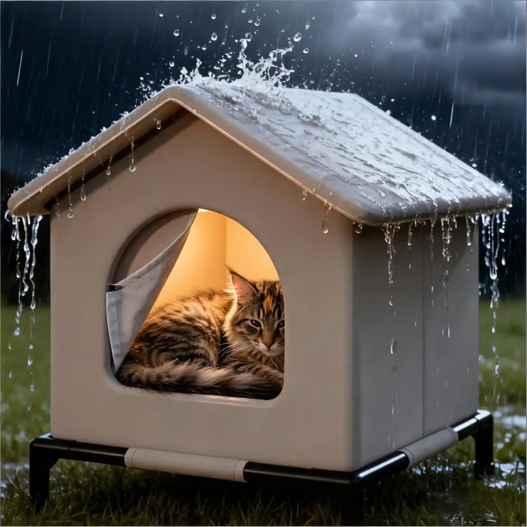 Waterproof Outdoor Cat House with Mat