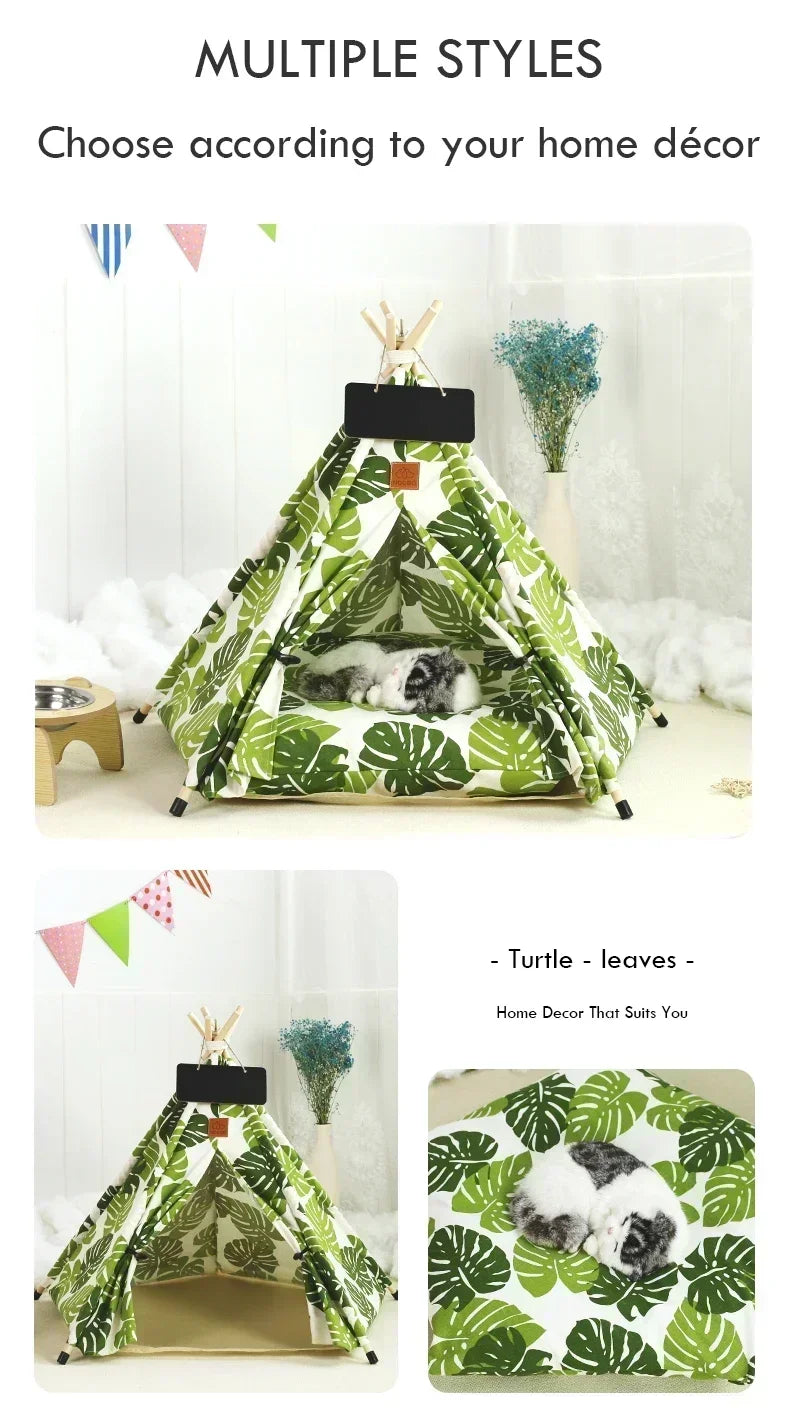 Portable Pet Teepee Bed with Cushion