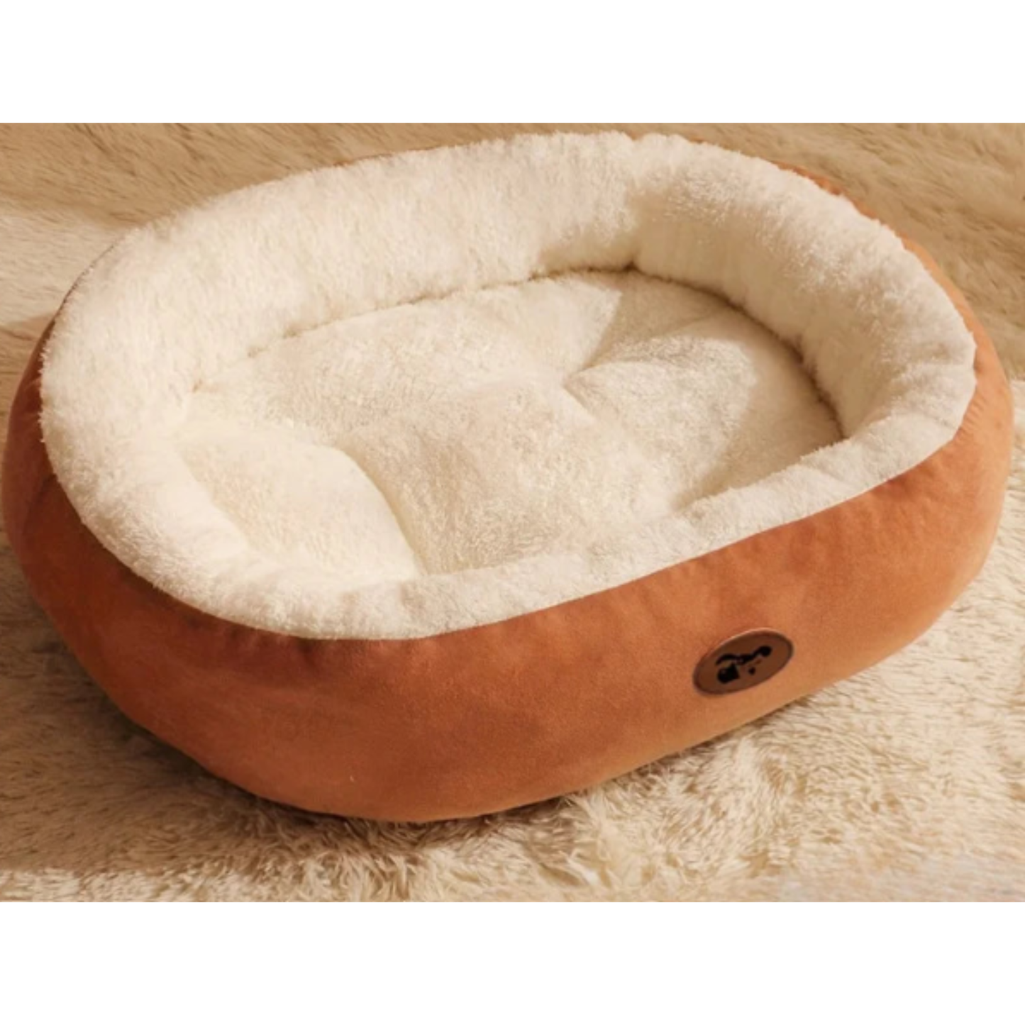 Cozy Plush Oval Pet Bed for Dogs & Cats