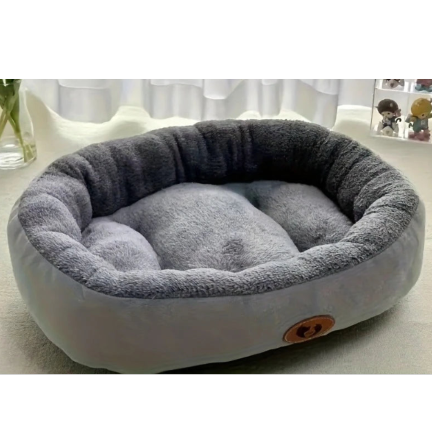 Cozy Plush Oval Pet Bed for Dogs & Cats