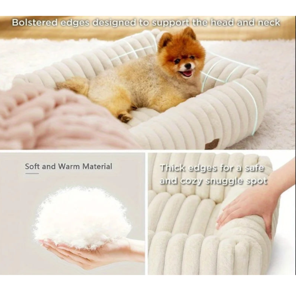 Orthopedic Plush Dog Bed with Support Foam